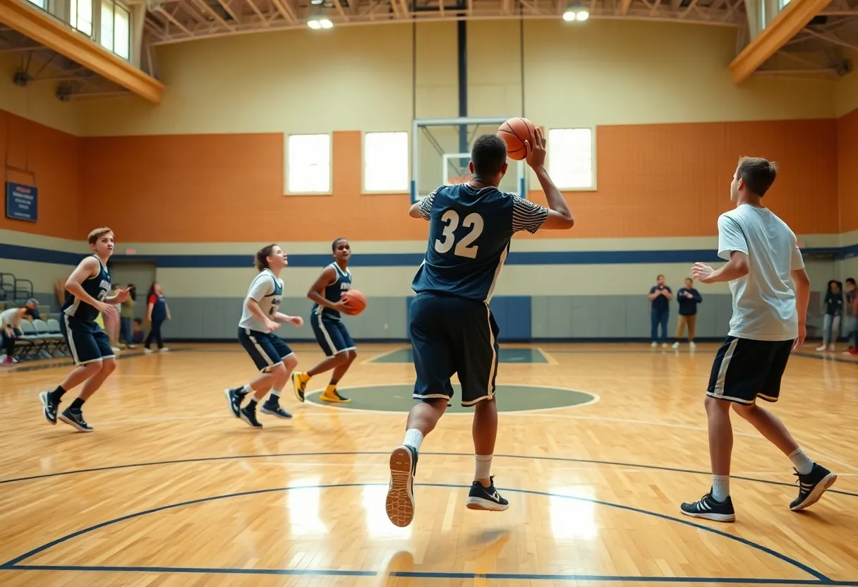 MaST Community Charter School basketball team celebrating their victory