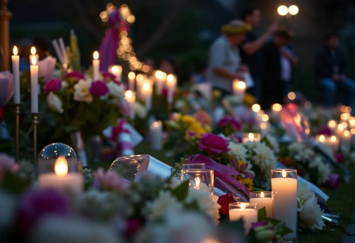 Vigil with candles and flowers for a Philadelphia woman