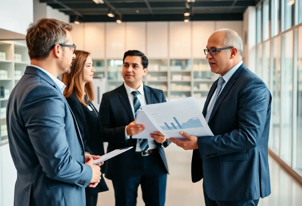 Business meeting about Myonex leadership transition