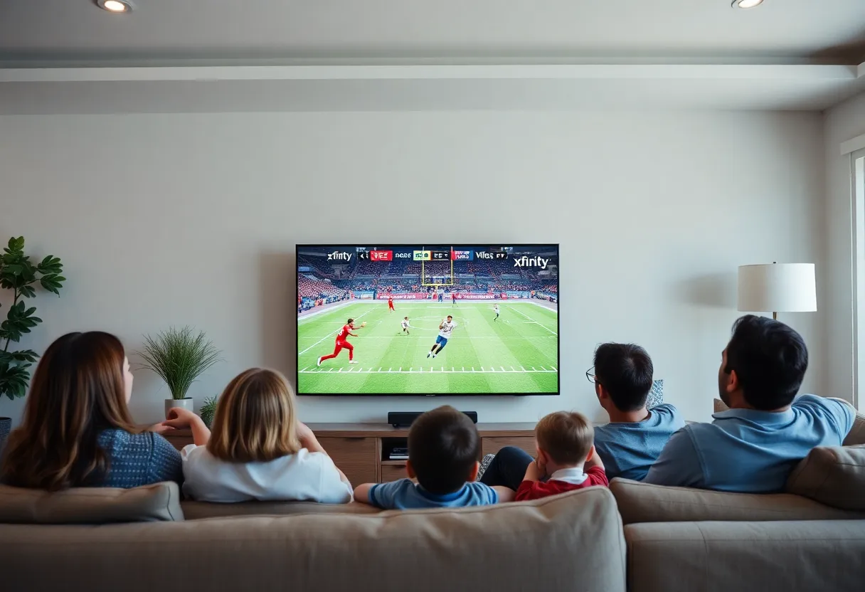 Family enjoying new Xfinity TV packages in a modern living room