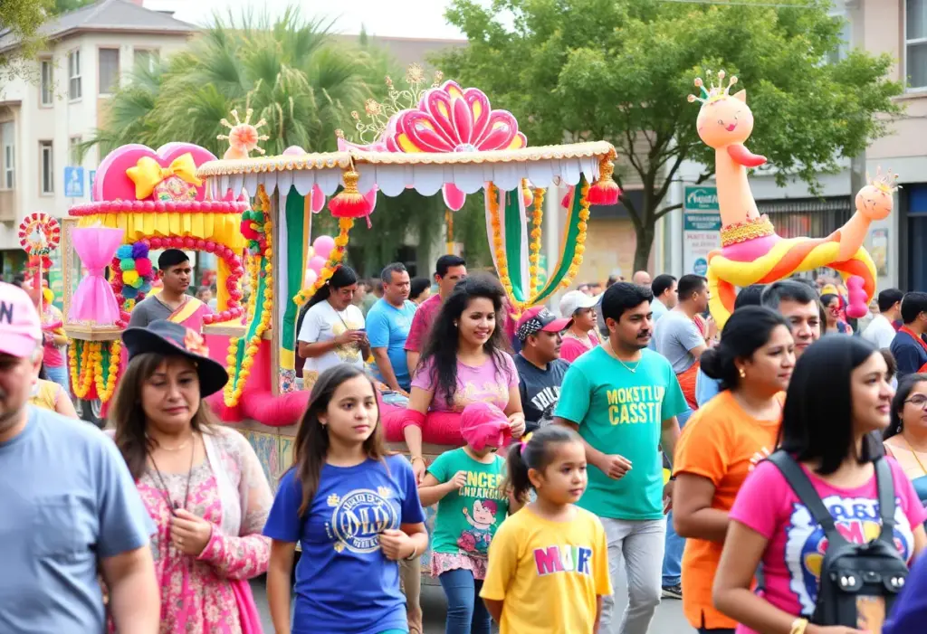 Families and participants at the Newtown holiday parade celebrating inclusion.