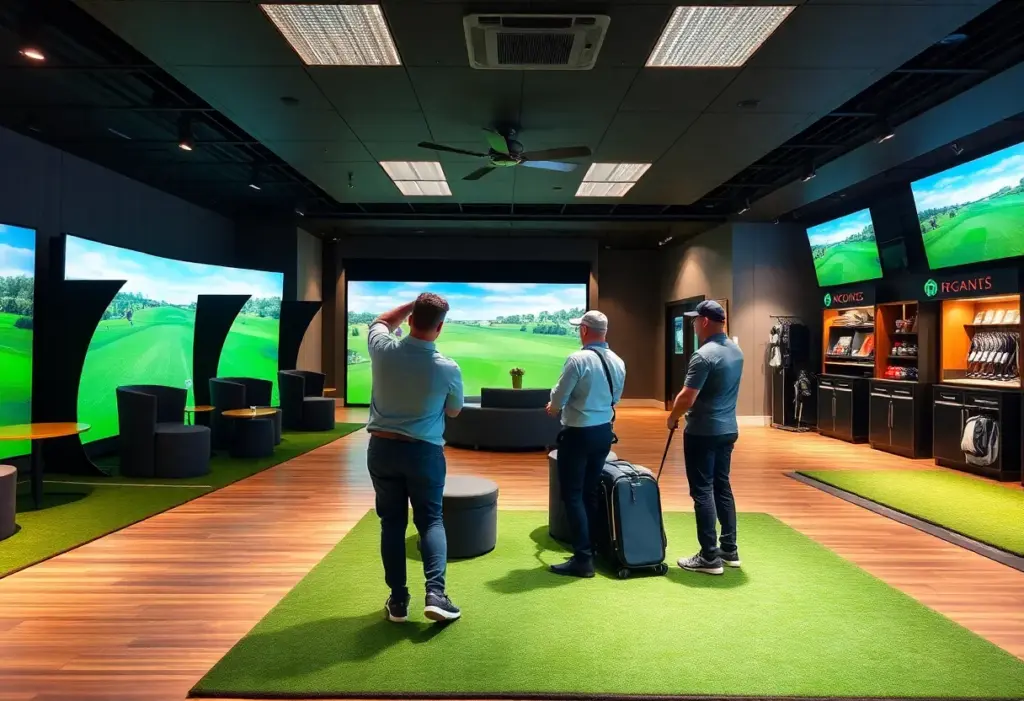 Interior view of NextVision Golf Club featuring golf simulators