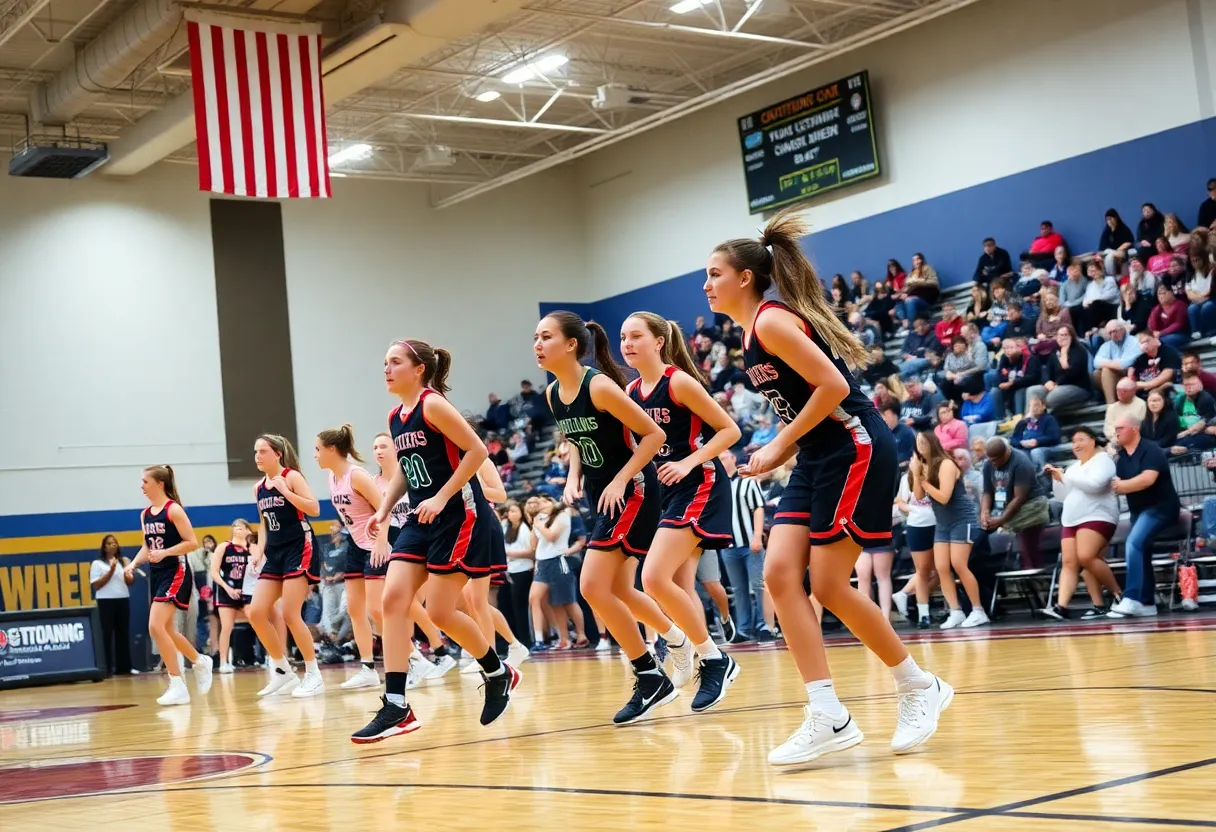 High school girls' basketball teams competing at the Nike Tournament of Champions.