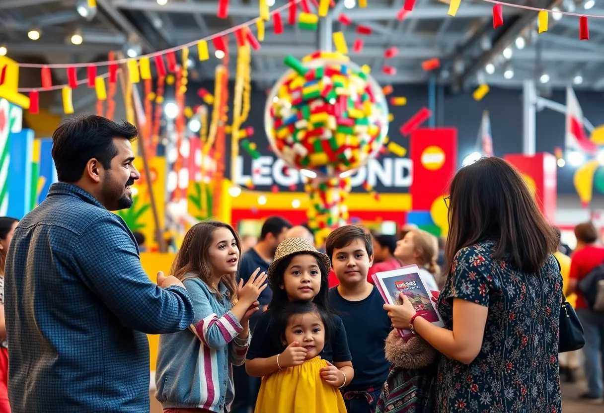 Families celebrating Noon Year's Eve at LEGOLAND Philadelphia with LEGO ball drop