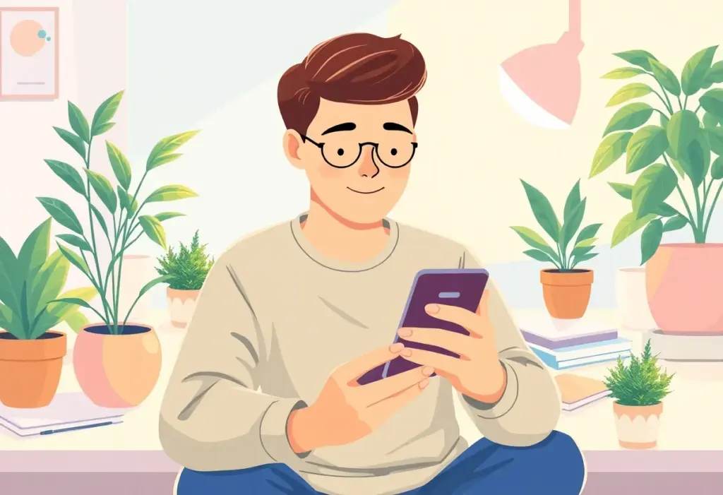 Illustration of a user engaging with the NoPlex app for ADHD management