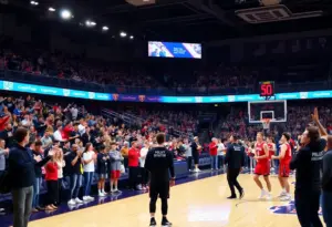 Fans cheering during a University of Pennsylvania basketball game at The Palestra