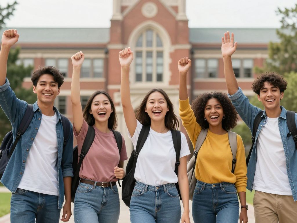 Students celebrating their admission decisions at the University of Pennsylvania.