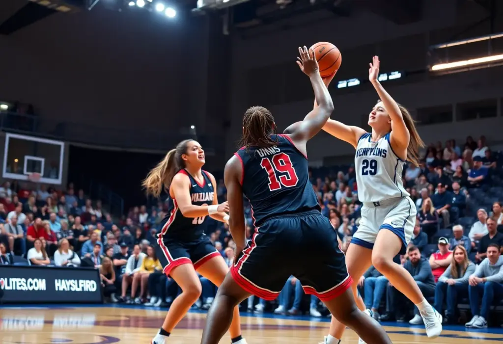 Penn women's basketball team in action during the game against Maine