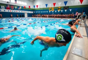 Penn women's swimming team competing at Big Al Invitational