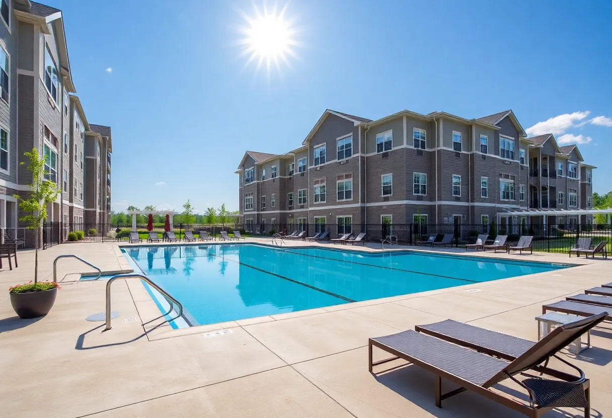 Exterior view of Pennbrook Station apartment complex in Lansdale, Pennsylvania