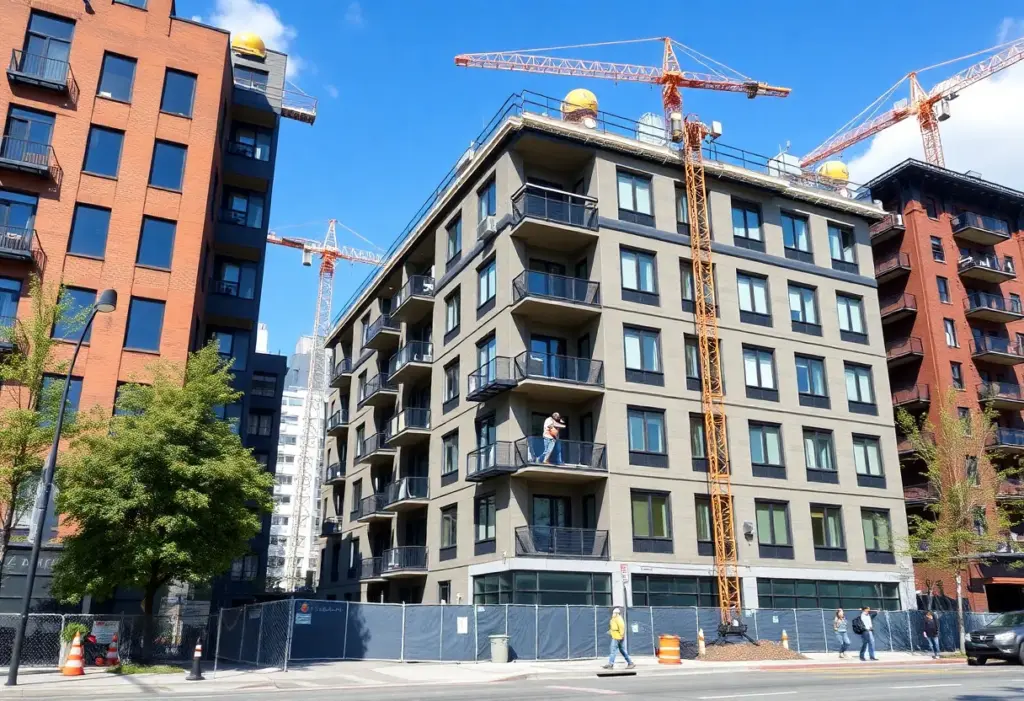 Construction site of a mixed-use apartment building in Philadelphia