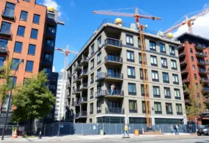 Construction site of a mixed-use apartment building in Philadelphia