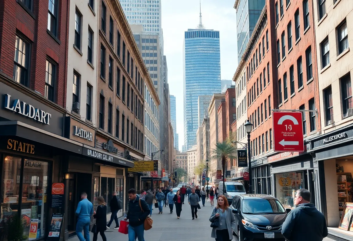 A vibrant scene of Philadelphia's business district reflecting economic growth