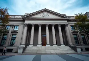The facade of the Philadelphia courthouse symbolizing judicial issues.
