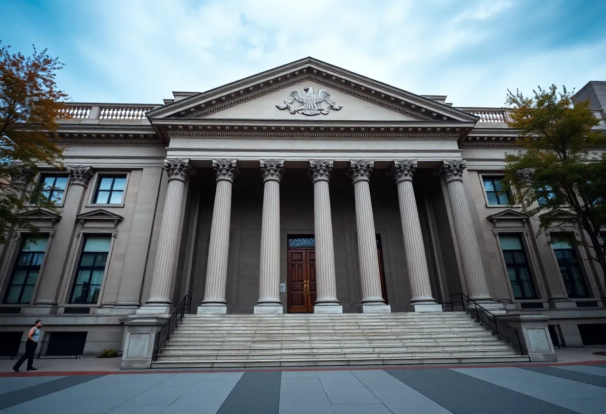 The facade of the Philadelphia courthouse symbolizing judicial issues.
