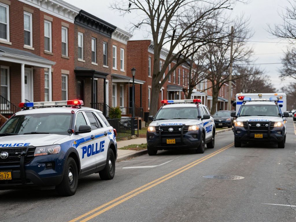 Emergency vehicles responding to a tragedy in Philadelphia
