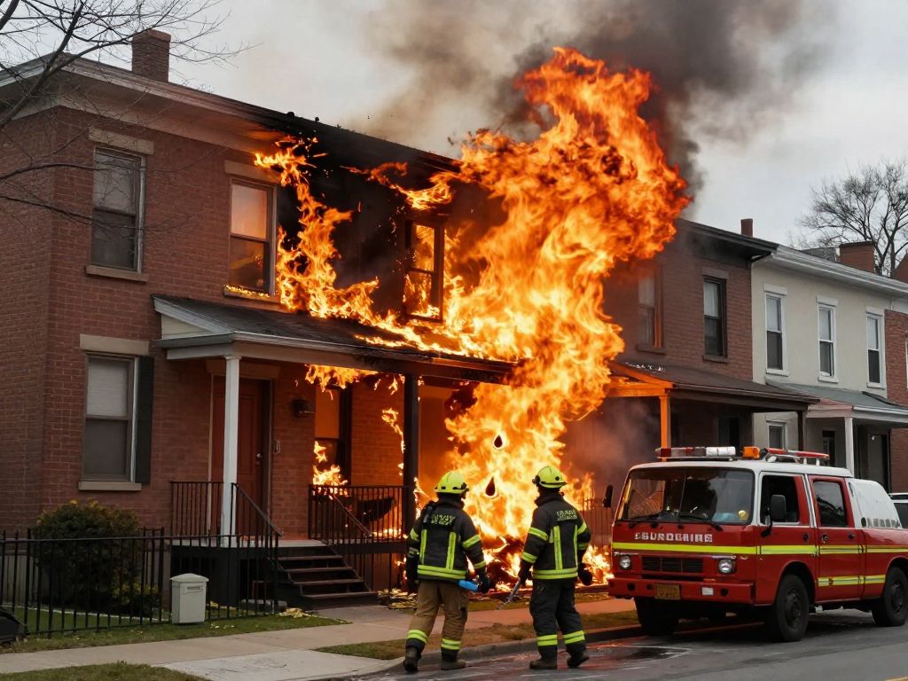 Firefighters battling a heavy fire at a Philadelphia row home.