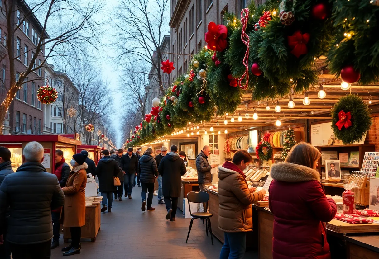 Festive winter scene of Philadelphia gardens during December events