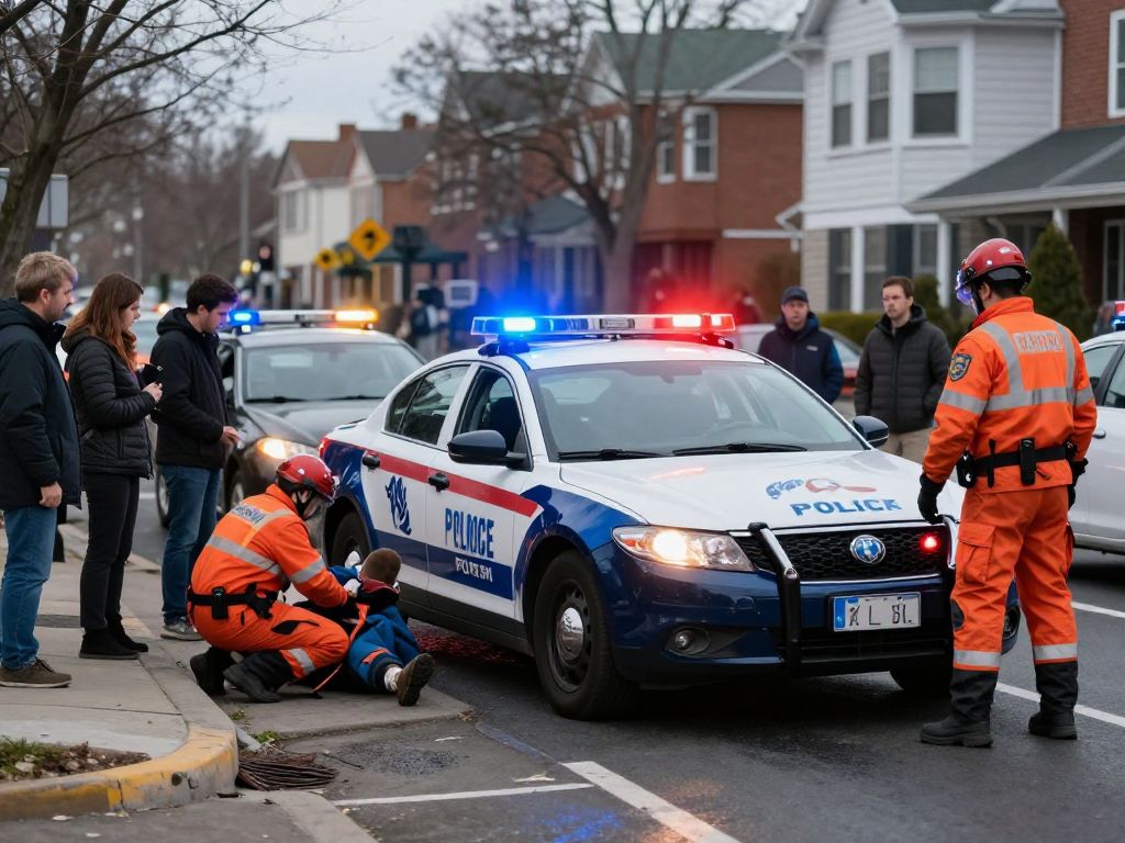 Emergency responders at a hit-and-run scene in Philadelphia's Cobbs Creek neighborhood