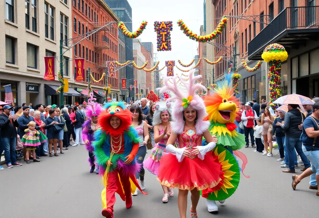 Crowd enjoying the Mummers Parade in Philadelphia