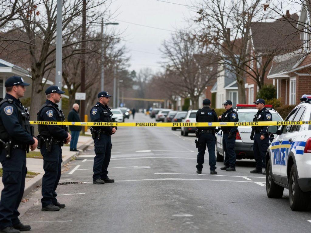 Police investigation scene in Philadelphia neighborhood
