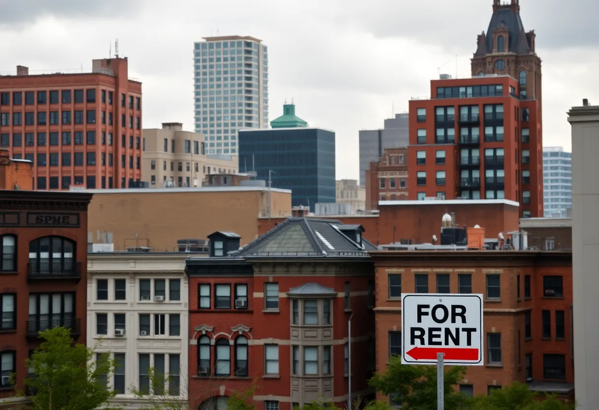 Residential buildings in Philadelphia with rental signs