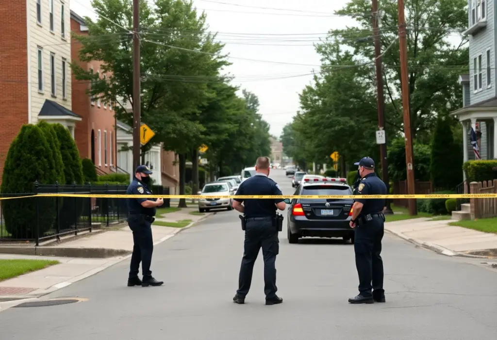 Police officers at the scene of an accidental shooting investigation in Philadelphia.