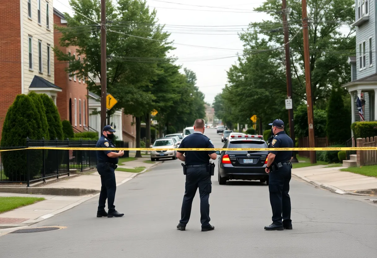 Police officers at the scene of an accidental shooting investigation in Philadelphia.