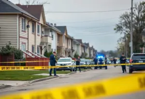 Police activity at the location of a gang member's arrest in Delaware County.