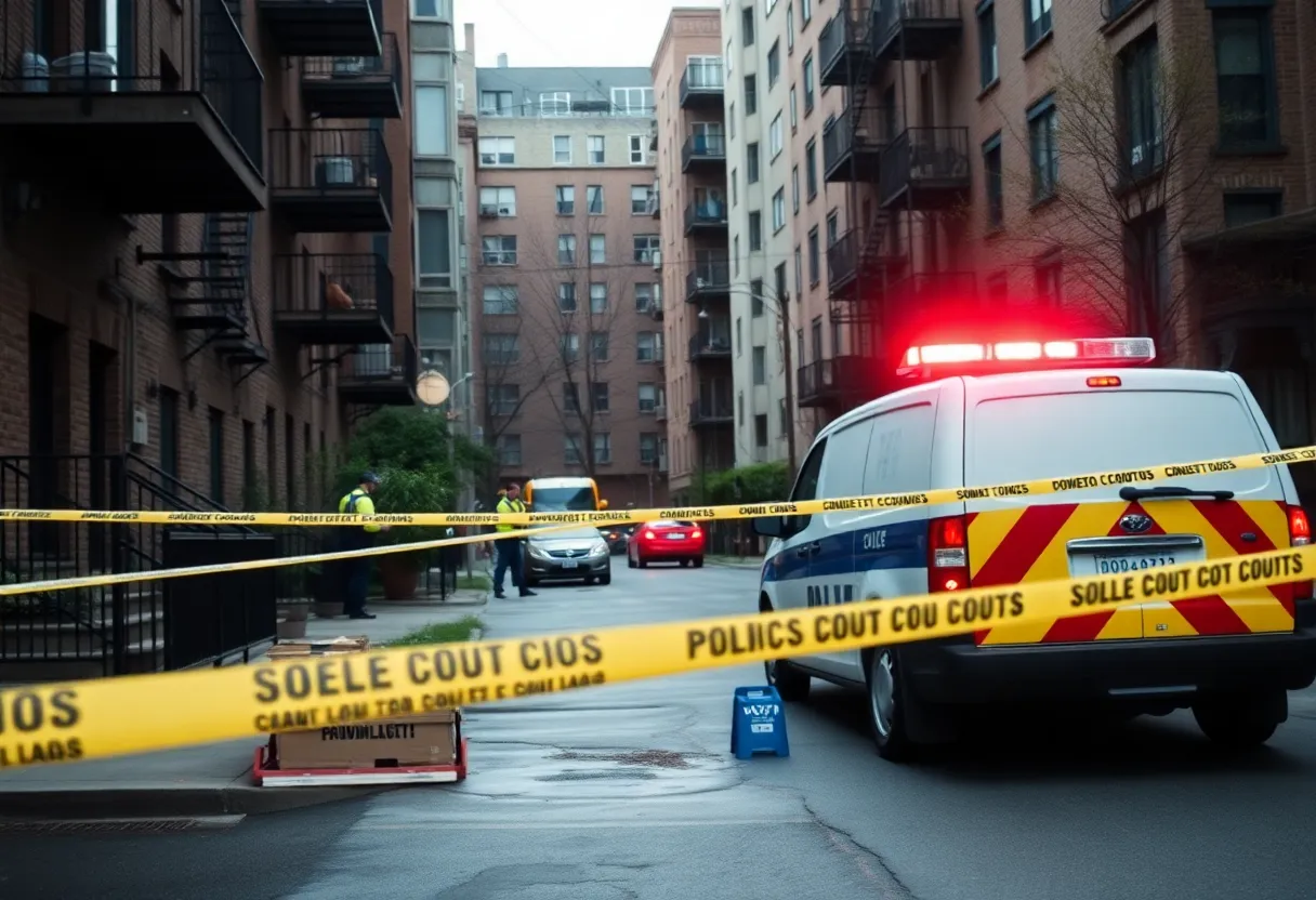 Police car at an apartment complex during a domestic dispute