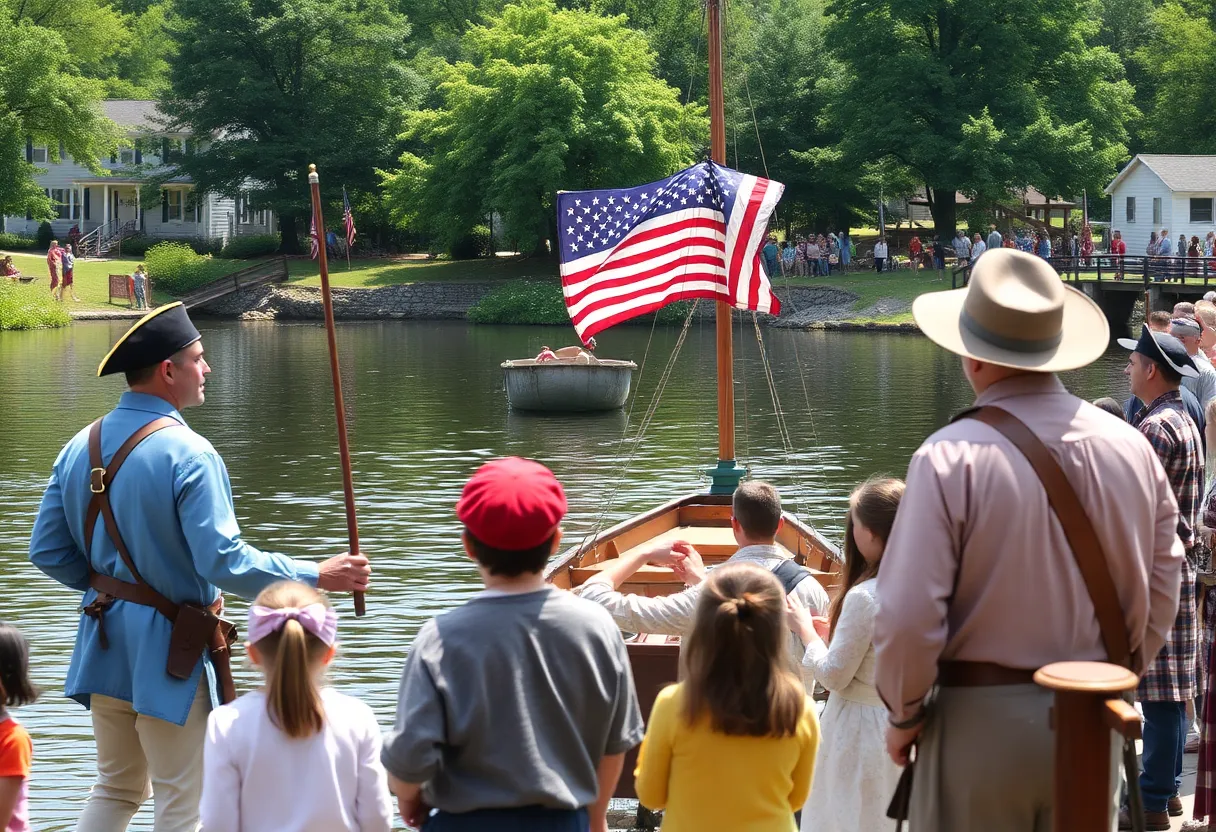 Reenactors depicting military life during the Revolutionary War at Washington Crossing Park.
