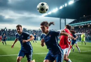 Rowan University men's soccer team playing a game