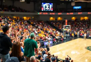 Fans supporting Saint Francis and Temple during a basketball game