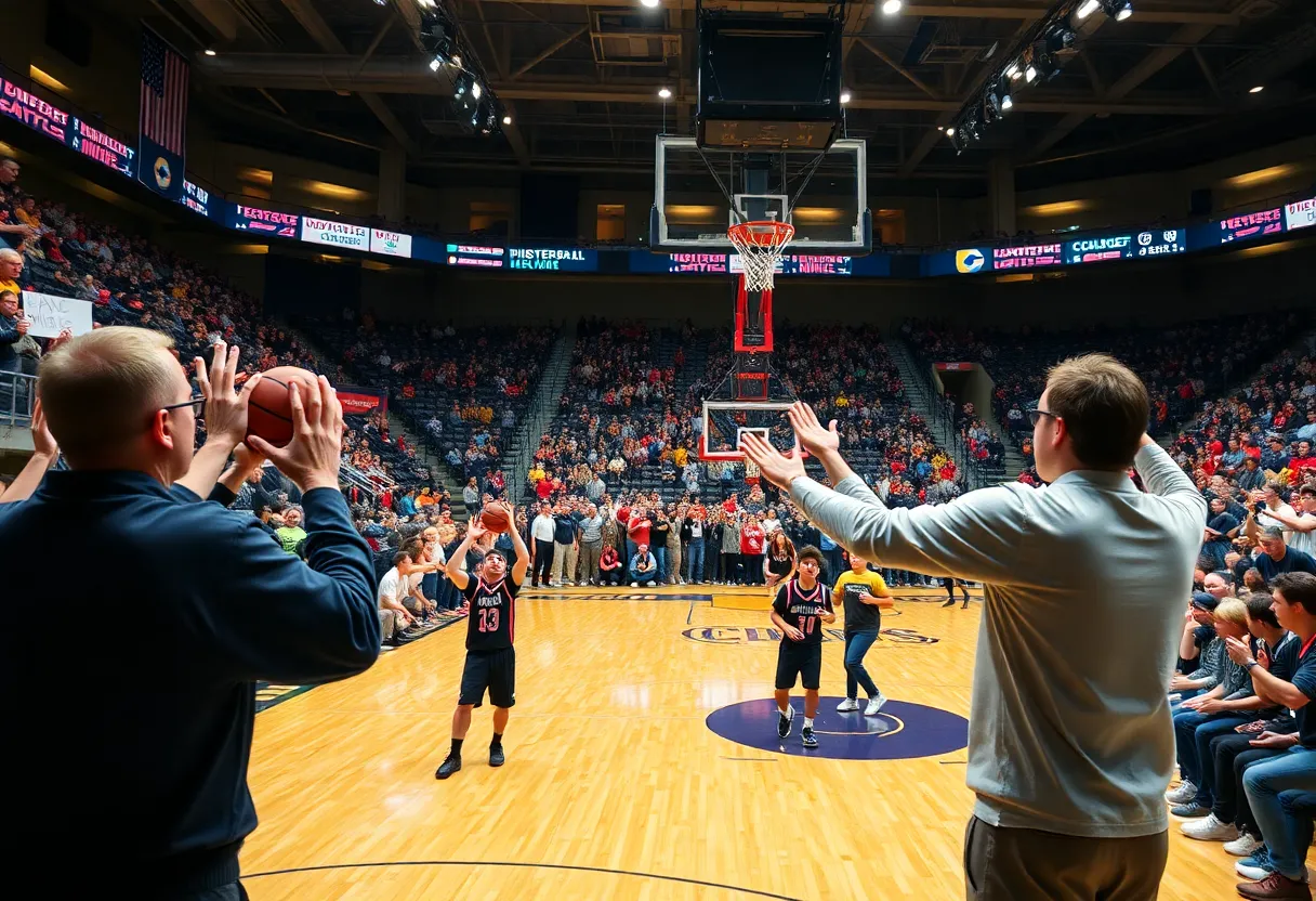 Basketball scene at a university gym