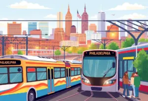 SEPTA employees and buses in Philadelphia.