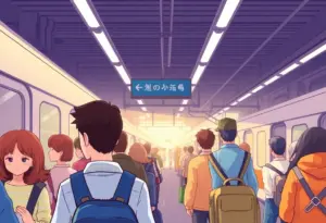 Illustration of a SEPTA train station with commuters