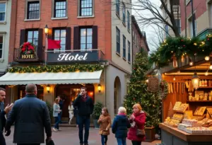 Families celebrating at The Gas Lamp Hotel's Sip, Shop & Santa event