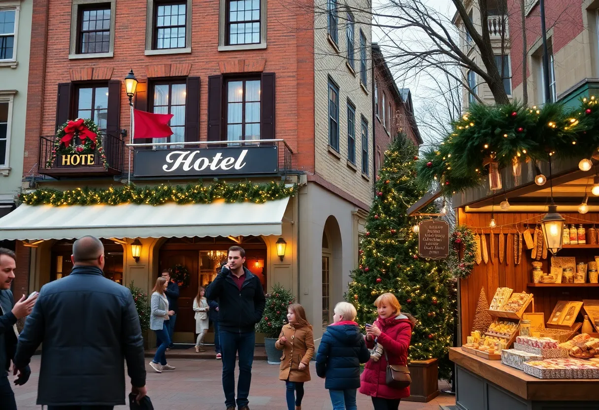 Families celebrating at The Gas Lamp Hotel's Sip, Shop & Santa event