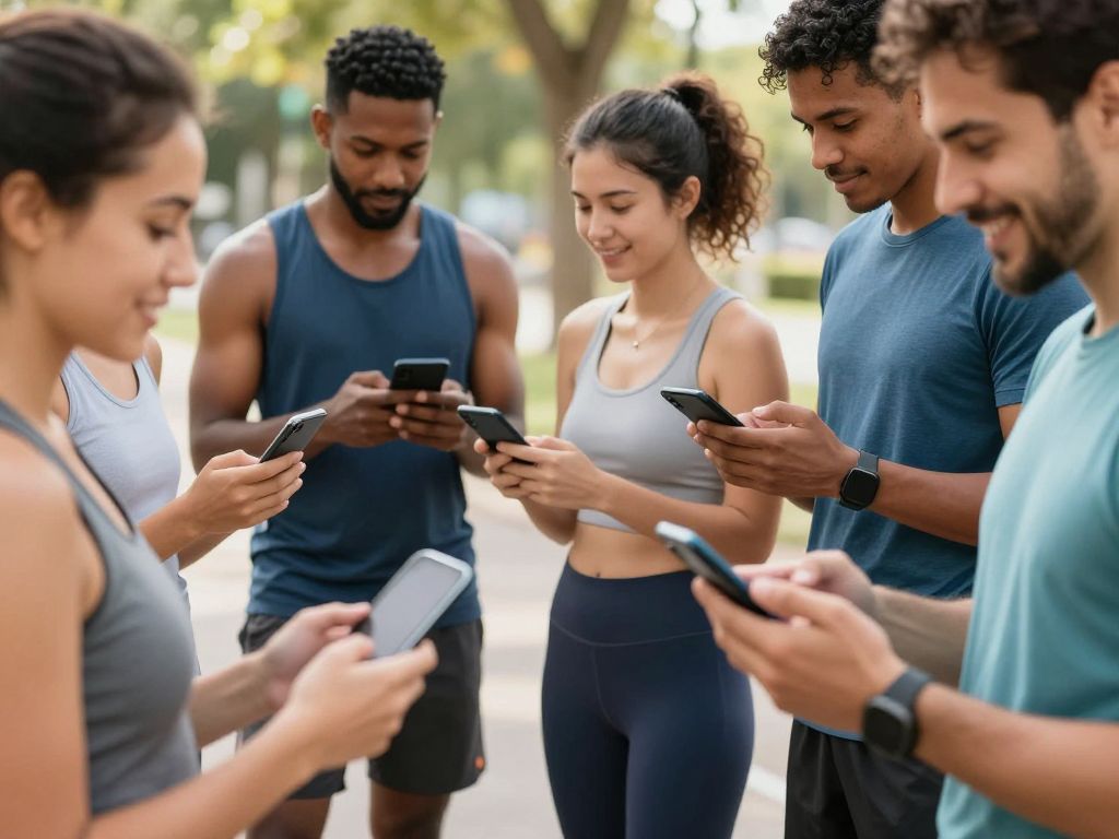 Participants in a heart disease prevention trial using smartphones while exercising