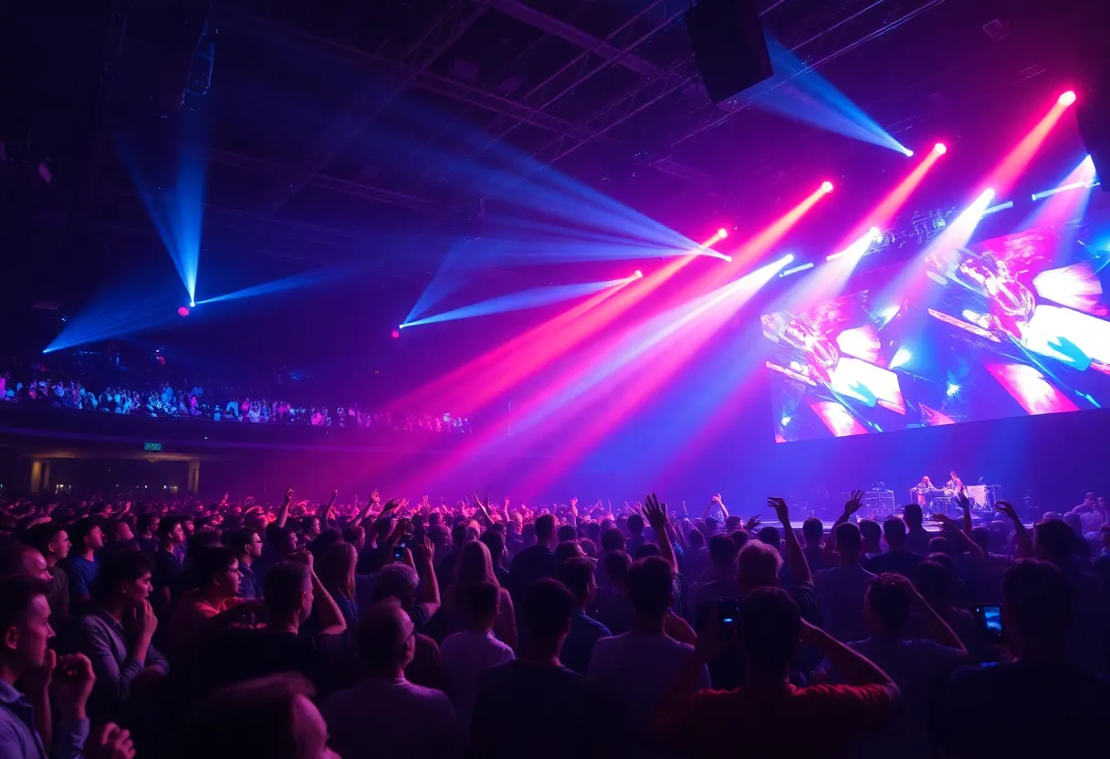 Crowd enjoying Subtronics electronic music performance at Shrine Expo Hall
