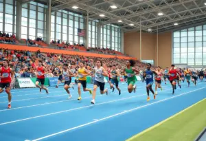 Temple University women's indoor track and field team competing at the Penn Opener.