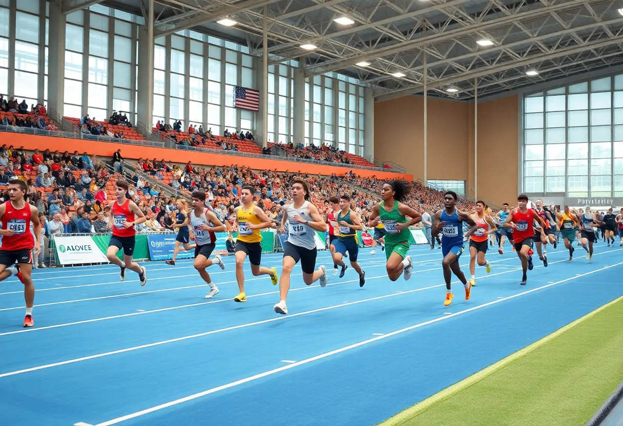 Temple University women's indoor track and field team competing at the Penn Opener.