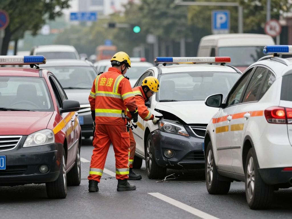 Emergency responders at the scene of a traffic accident in West Philadelphia