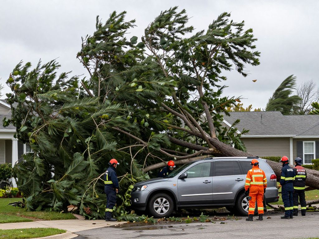 A large tree has fallen onto an SUV in Roxborough, Philadelphia.