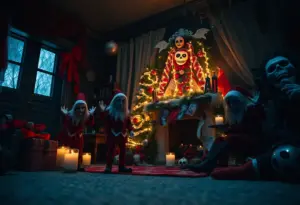 Haunted Christmas with eerie decorations and chilling atmosphere