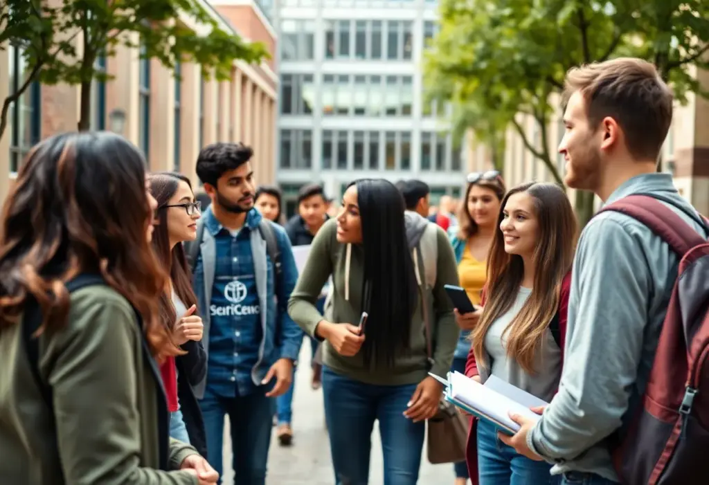 Students discussing on the University of Pennsylvania campus