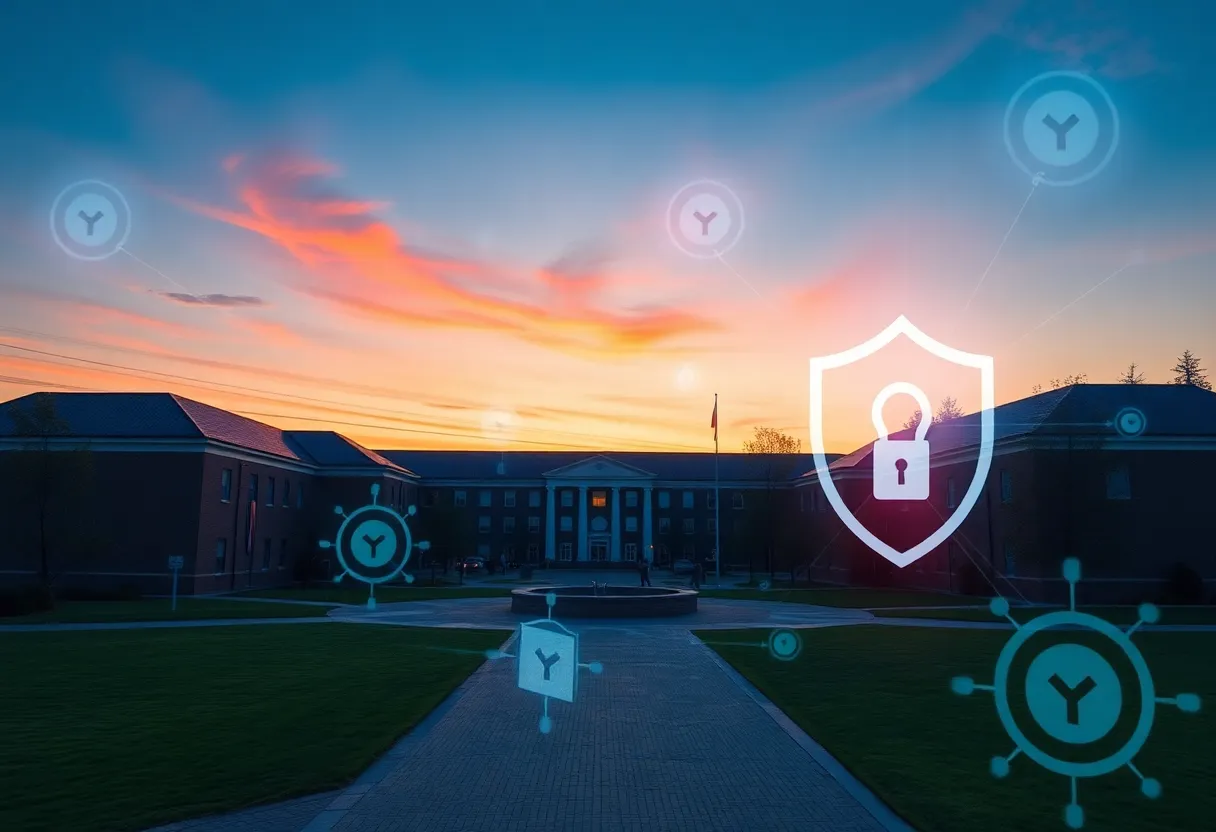 A picturesque view of the University of Pennsylvania campus reflecting on the implications of cybersecurity amidst a data breach incident.