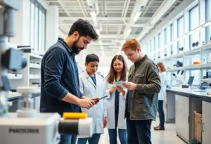Students collaborating at the University of Pennsylvania's new research center