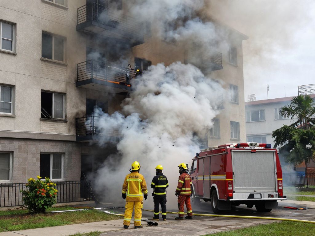 Firefighters responding to an apartment fire in Upper Darby.