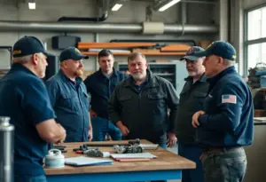 Veterans participating in a business workshop on blue collar entrepreneurship.